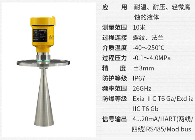 喇叭口雷達物位計RD705技術(shù)參數(shù)表圖