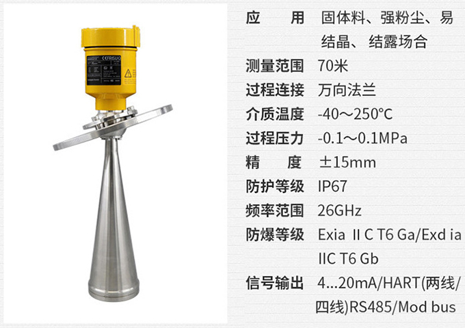 喇叭口雷達物位計RD706技術(shù)參數(shù)表圖