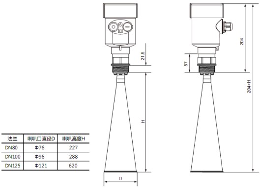 高頻雷達(dá)料位計(jì)RD708外形尺寸圖