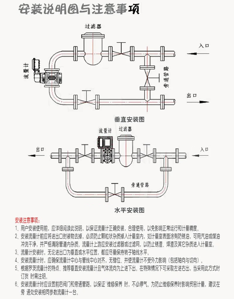 天然氣羅茨流量計(jì)安裝說(shuō)明圖