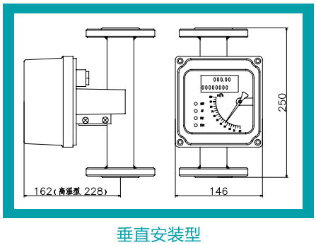 金屬管液體浮子流量計(jì)垂直安裝示意圖